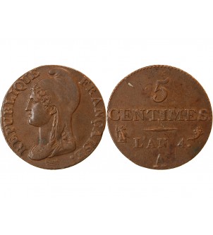 DUPRE  - 5 CENTIMES PETIT MODULE L'AN 4 A PARIS 2