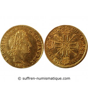 LOUIS XIV﻿ - LOUIS D'OR AUX 8 L ET AUX INSIGNES 1702 X AMIENS