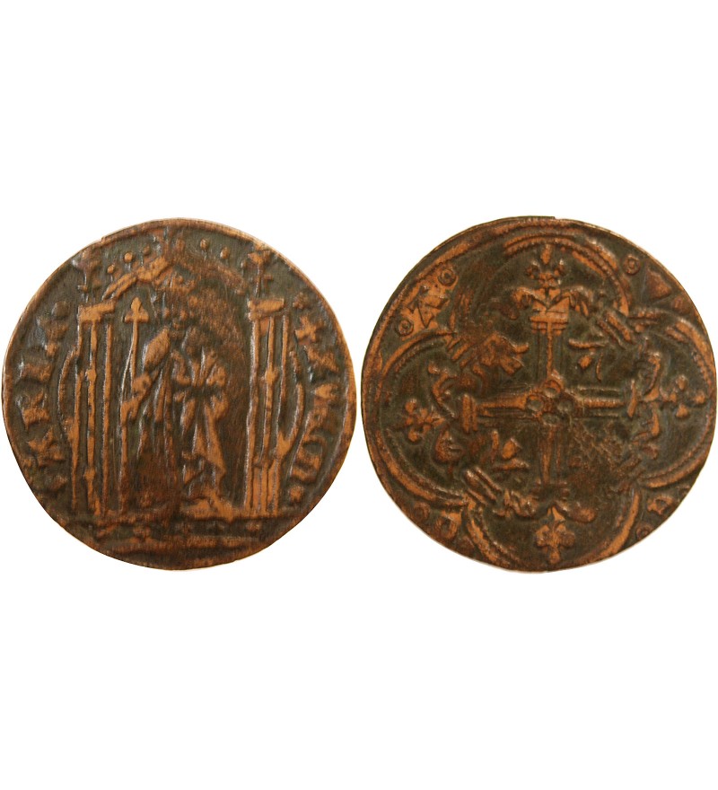 FRANCE – Jeton de compte au au roi debout AVE MARIA – XVe siècle – Mit.401