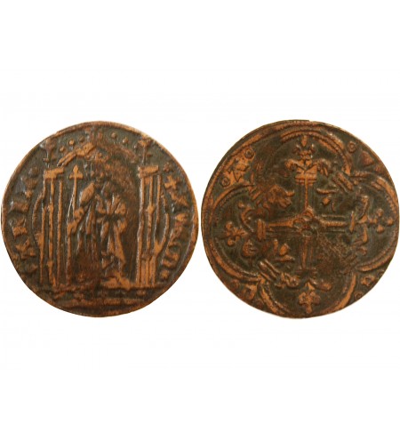 FRANCE – Jeton de compte au au roi debout AVE MARIA – XVe siècle – Mit.401