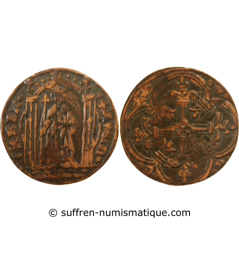 FRANCE – Jeton de compte au au roi debout AVE MARIA – XVe siècle – Mit.401