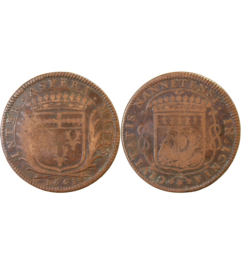 MAIRE DE NANTES, Louis Macé – JETON cuivre 1663