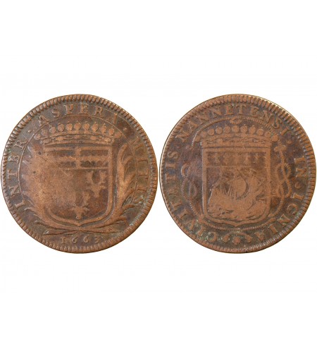 MAIRE DE NANTES, Louis Macé – JETON cuivre 1663