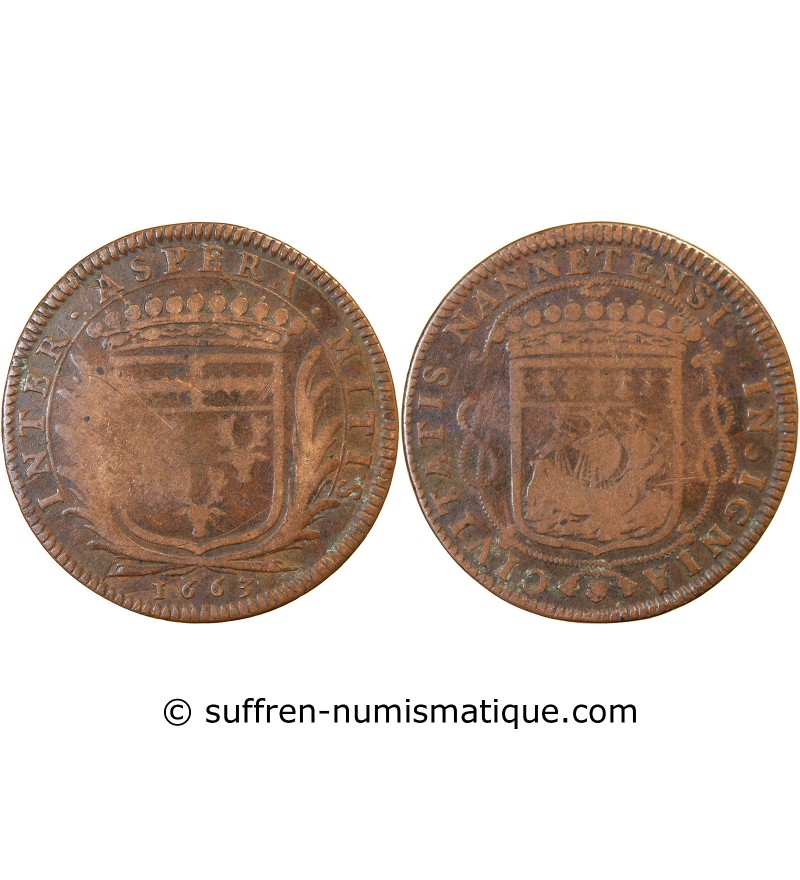 MAIRE DE NANTES, Louis Macé – JETON cuivre 1663