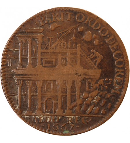 BÂTIMENTS DU ROI, Démolition de la 1ère colonnade du Louvre – JETON cuivre 1667