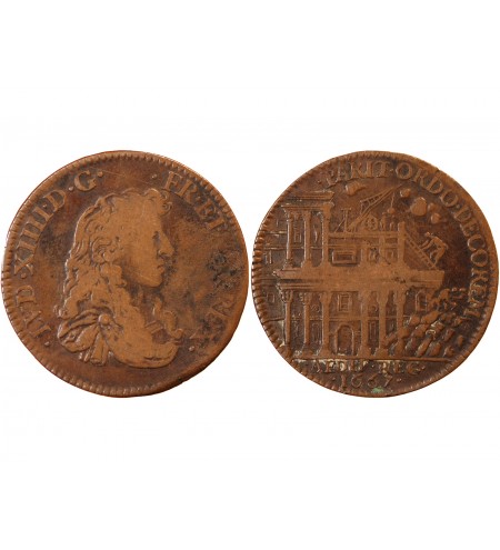 BÂTIMENTS DU ROI, Démolition de la 1ère colonnade du Louvre – JETON cuivre 1667