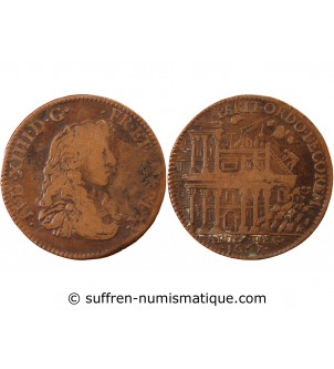 BÂTIMENTS DU ROI, Démolition de la 1ère colonnade du Louvre – JETON cuivre 1667