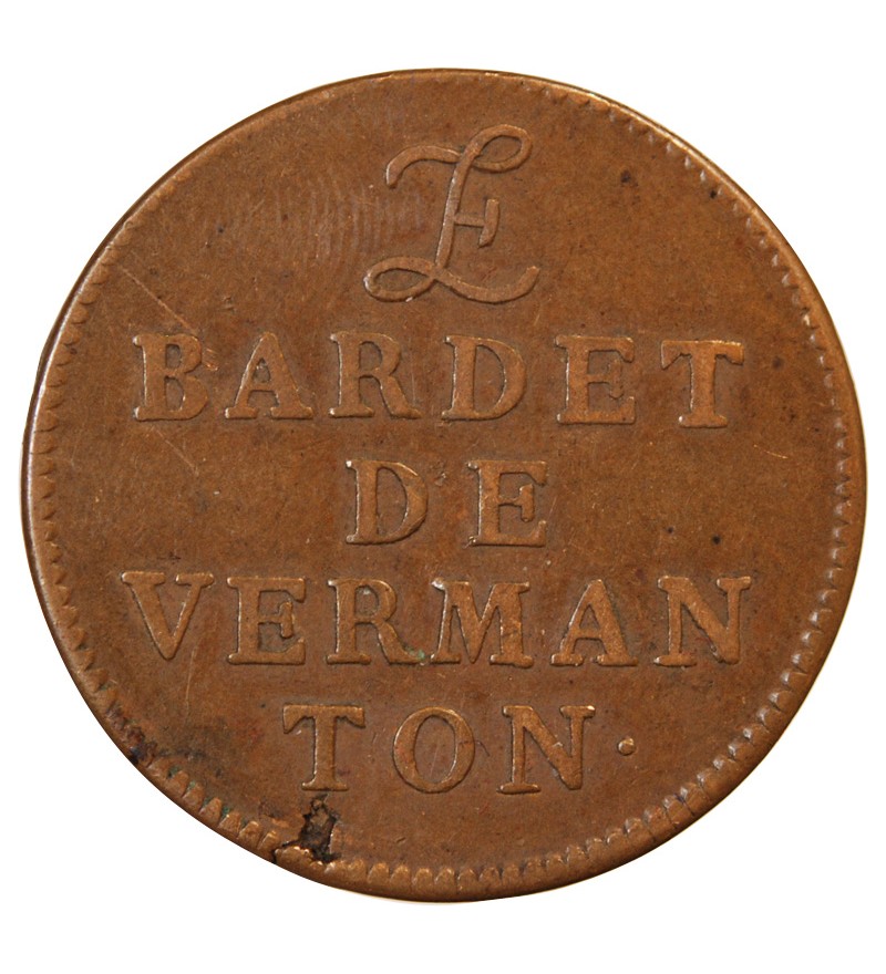 CHAMBRES AUX DENIERS, Bardet de Vermanton – JETON cuivre 1711