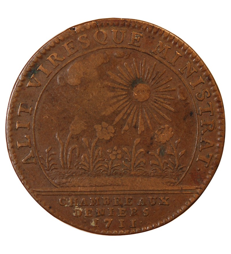 CHAMBRES AUX DENIERS, Bardet de Vermanton – JETON cuivre 1711