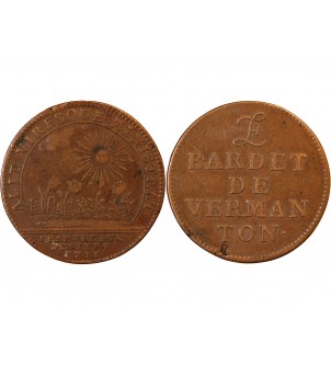 CHAMBRES AUX DENIERS, Bardet de Vermanton – JETON cuivre 1711 2