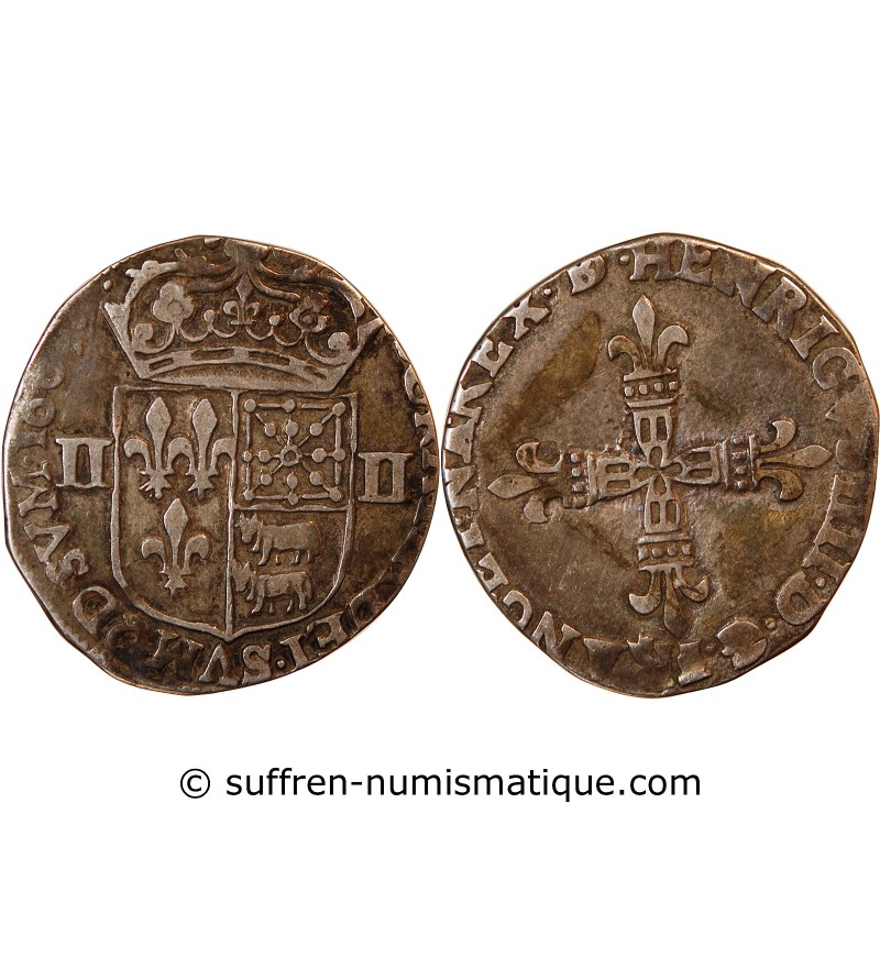 HENRI IV - 1/4 ECU ARGENT 1609 PAU "Frappe médaille"