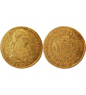 ESPAGNE, CHARLES IV - 2 ESCUDOS OR 1794 MADRID 2