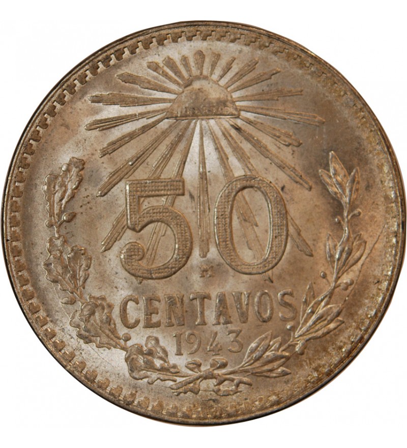 MEXIQUE - 50 CENTAVOS ARGENT 1943