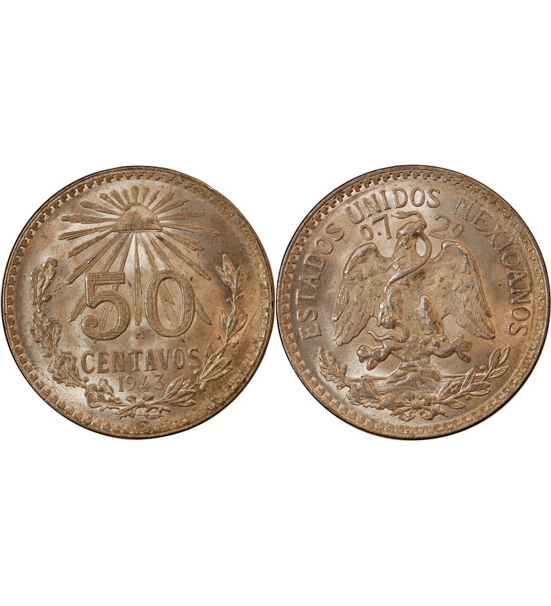 MEXIQUE - 50 CENTAVOS ARGENT 1943