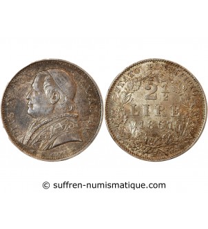 VATICAN, PIUS IX - 2 1/2 LIRE ARGENT 1867 ROME