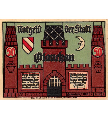 ALLEMAGNE, GLAUCHAU - 50 PFENNIG 1921