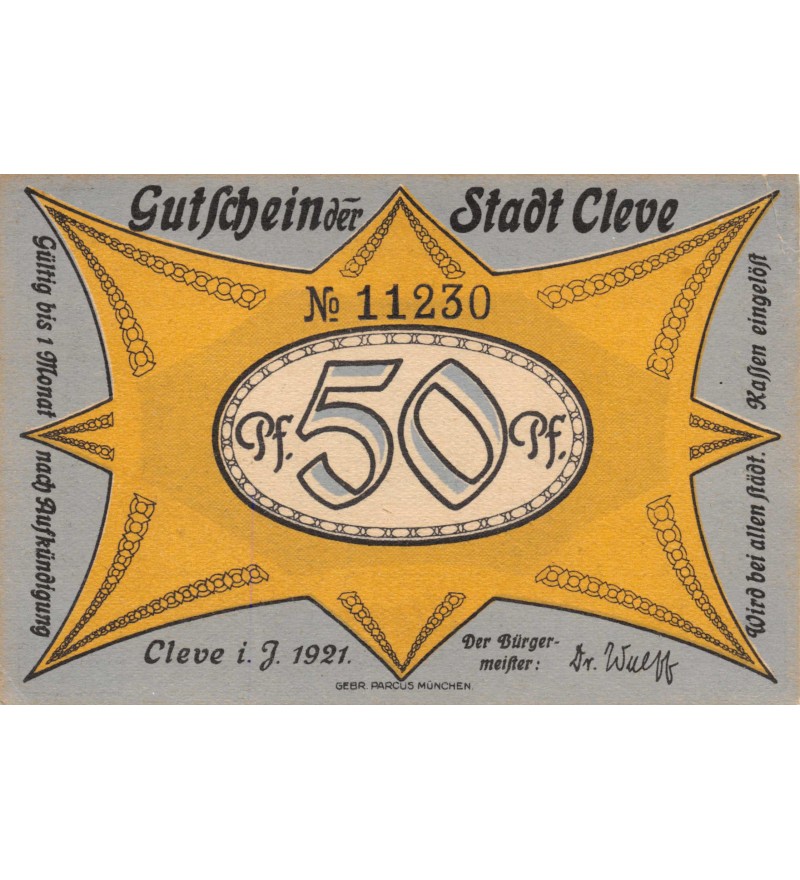 ALLEMAGNE, CLEVE - 50 PFENNIG 1921