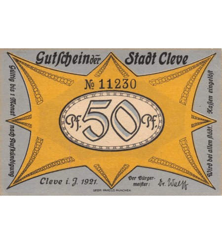 ALLEMAGNE, CLEVE - 50 PFENNIG 1921