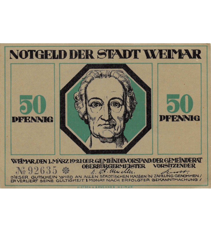 ALLEMAGNE, WEIMAR - 50 PFENNIG 1921