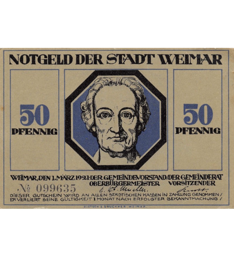 ALLEMAGNE, WEIMAR - 50 PFENNIG 1921