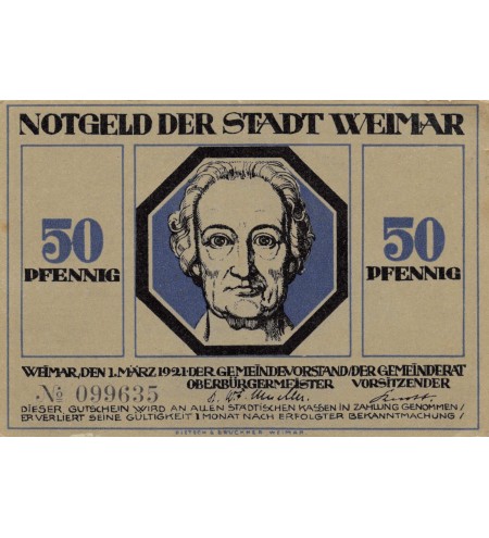 ALLEMAGNE, WEIMAR - 50 PFENNIG 1921