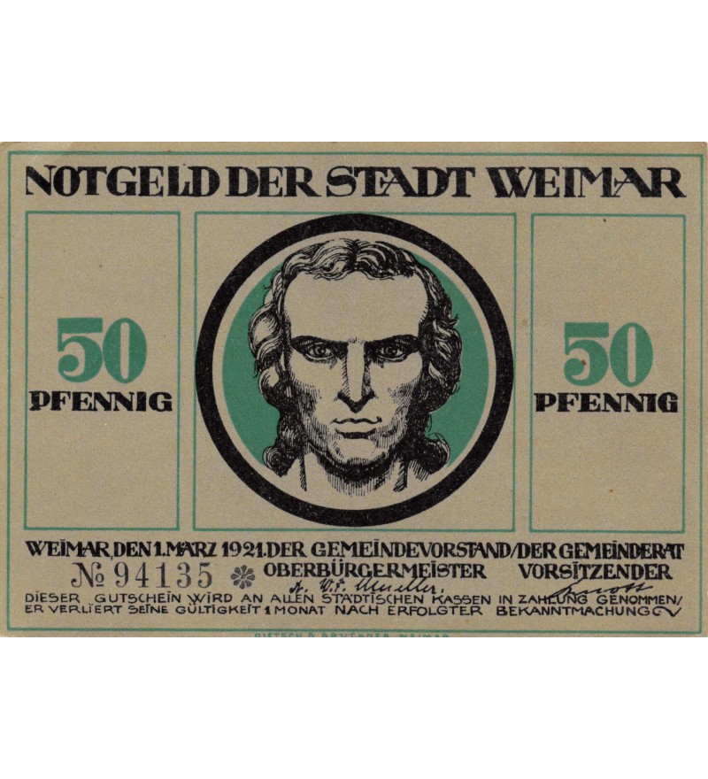 ALLEMAGNE, WEIMAR - 50 PFENNIG 1921