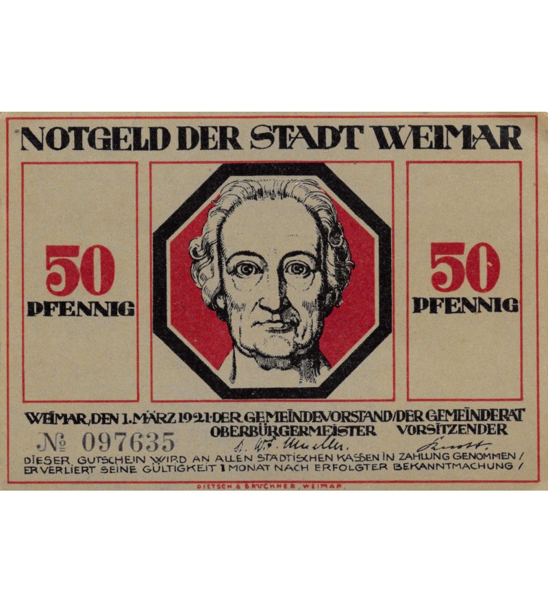 ALLEMAGNE, WEIMAR - 50 PFENNIG 1921