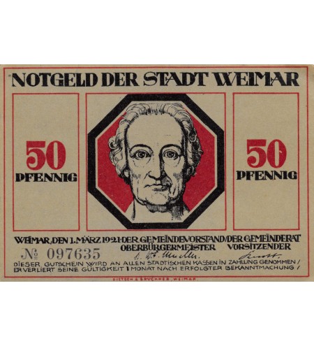 ALLEMAGNE, WEIMAR - 50 PFENNIG 1921