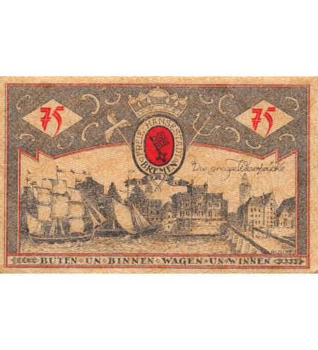 ALLEMAGNE, BRÈME - 75 PFENNIG 1921