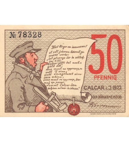 ALLEMAGNE, CALCAR - 50 PFENNIG 1922
