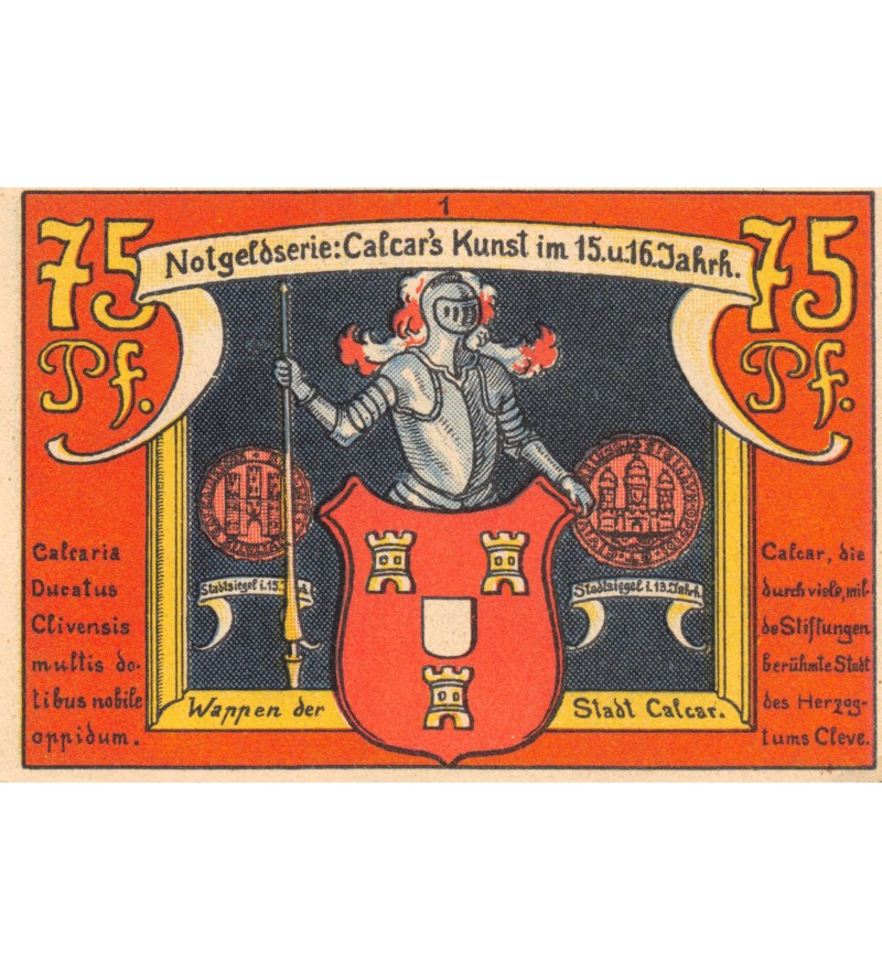 ALLEMAGNE, CALCAR - 75 PFENNIG 1922