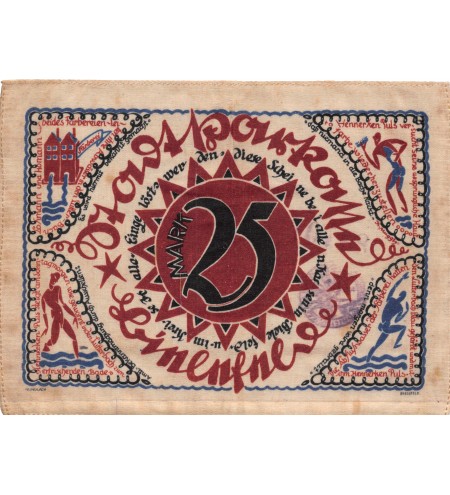 ALLEMAGNE, BIELEFELD - 25 MARK 1921 "Imprimé sur Tissu"