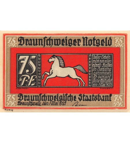ALLEMAGNE, BRAUNSCHWEIG - 75 PFENNIG 1921