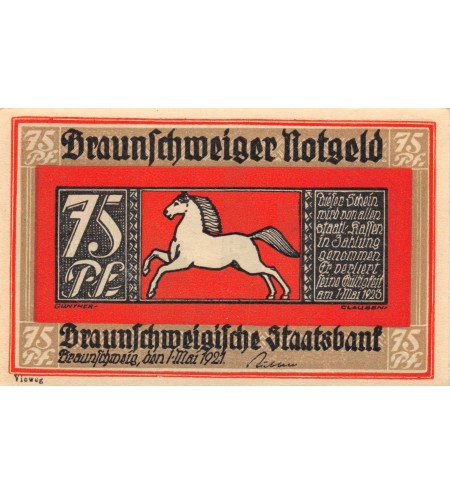 ALLEMAGNE, BRAUNSCHWEIG - 75 PFENNIG 1921