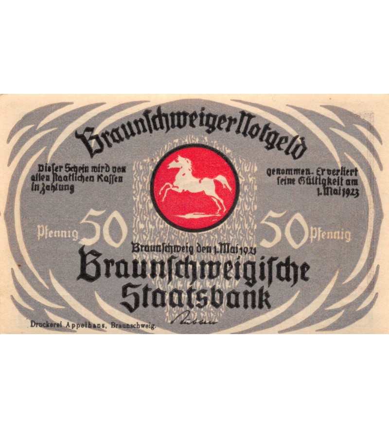 ALLEMAGNE, BRAUNSCHWEIG - 50 PFENNIG 1923