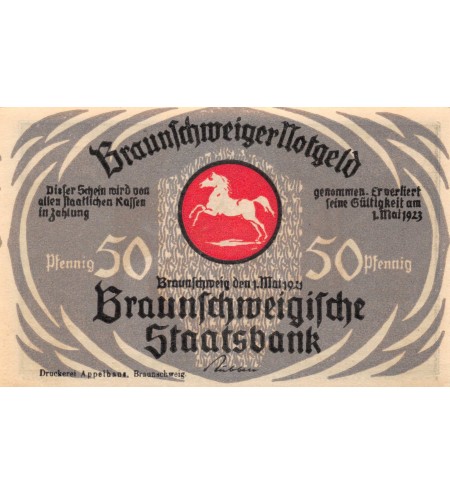 ALLEMAGNE, BRAUNSCHWEIG - 50 PFENNIG 1923