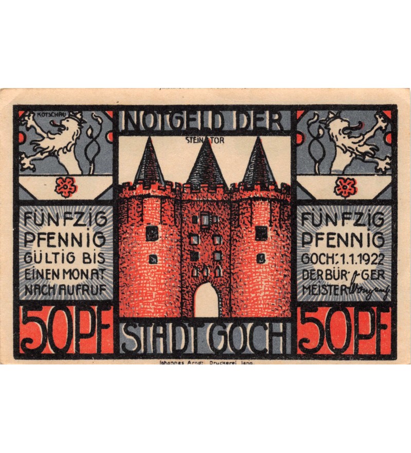 ALLEMAGNE, GOCH - 50 PFENNIG 1922