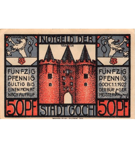ALLEMAGNE, GOCH - 50 PFENNIG 1922