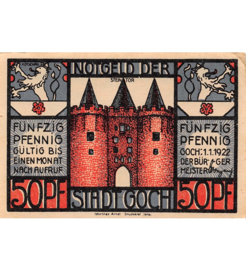 ALLEMAGNE, GOCH - 50 PFENNIG 1922