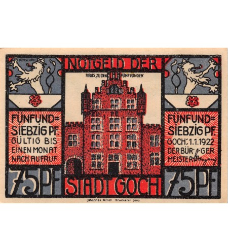 ALLEMAGNE, GOCH - 75 PFENNIG 1922