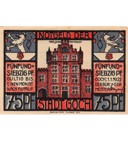 ALLEMAGNE, GOCH - 75 PFENNIG 1922