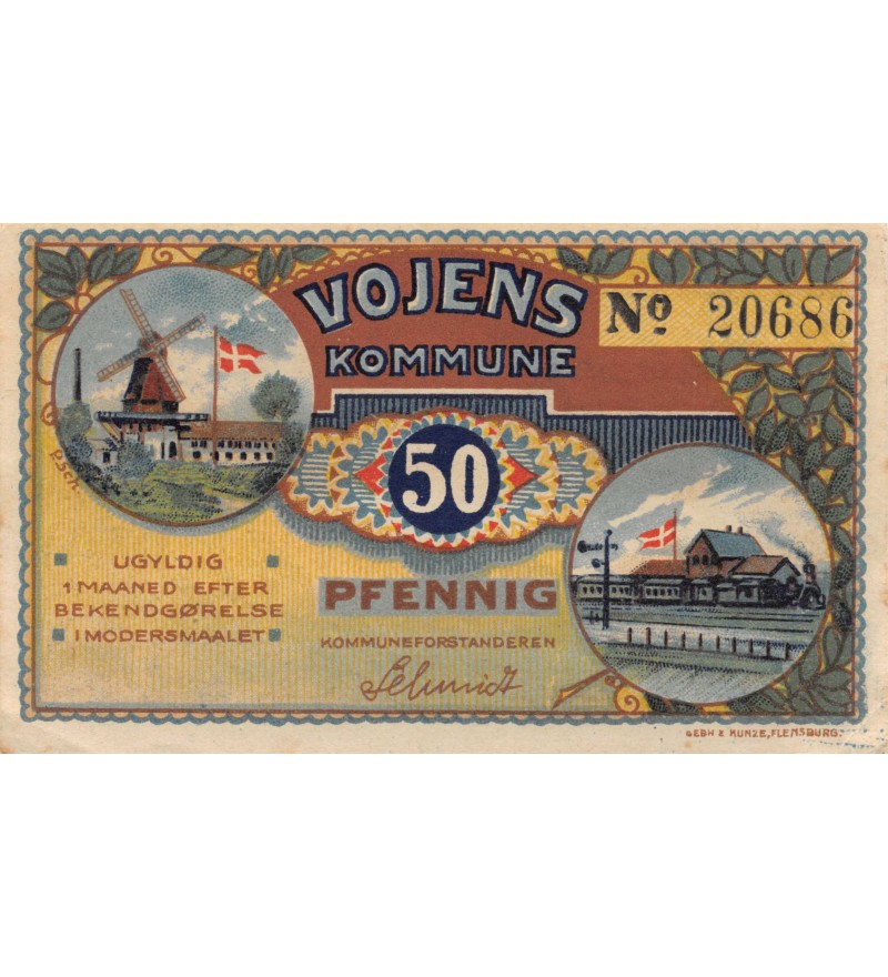 DANEMARK, ALLEMAGNE, VOJENS - 10 PFENNIG 1920