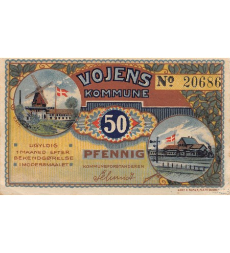 DANEMARK, ALLEMAGNE, VOJENS - 10 PFENNIG 1920