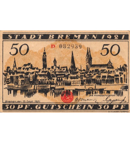 ALLEMAGNE, BREMEN - 50 PFENNIG 1921