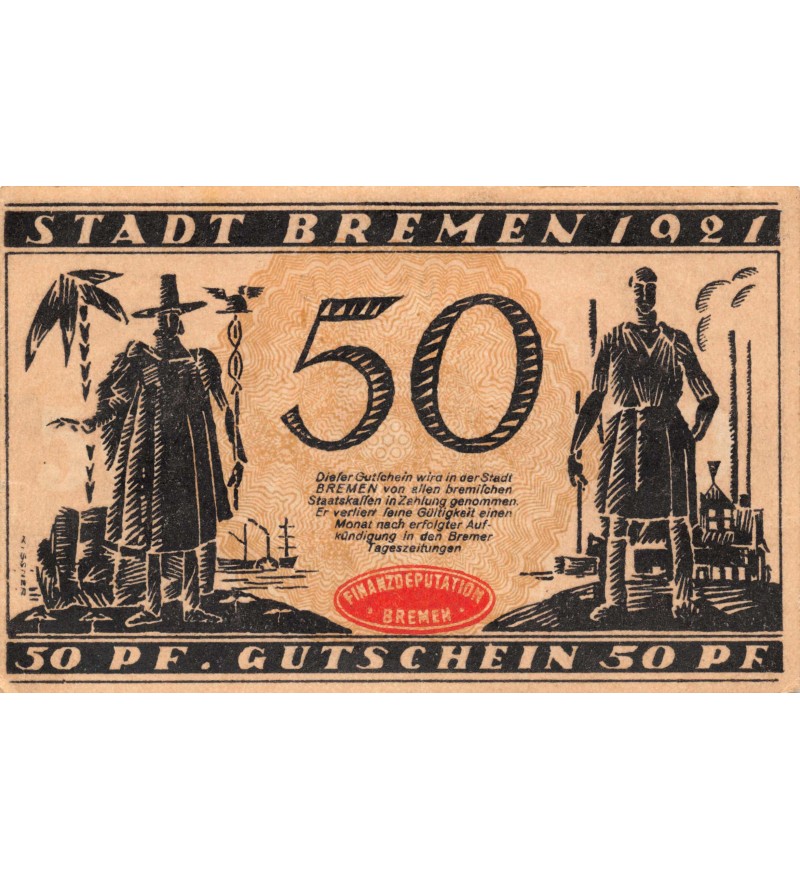 ALLEMAGNE, BREMEN - 50 PFENNIG 1921