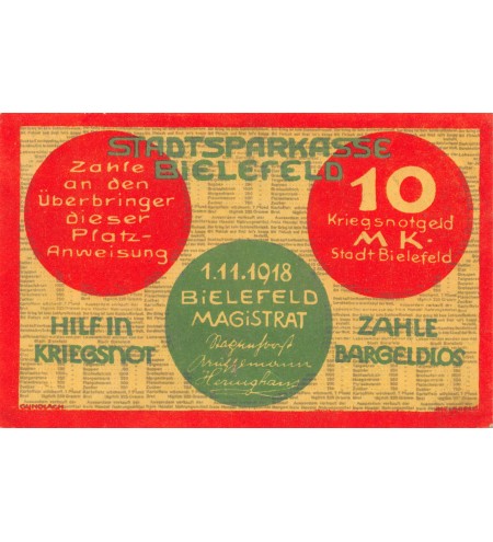 ALLEMAGNE, BIELEFELD - 10 MARK 1919
