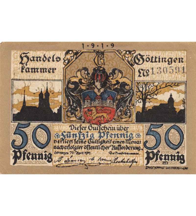 ALLEMAGNE, GOTTINGEN - 50 PFENNIG 1917