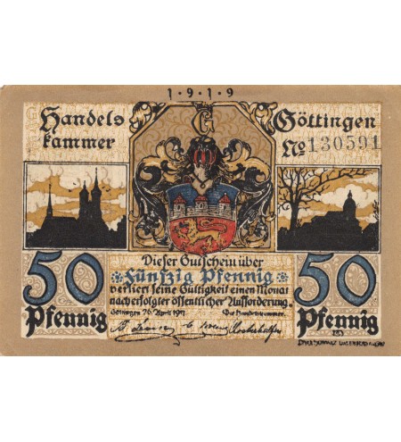 ALLEMAGNE, GOTTINGEN - 50 PFENNIG 1917