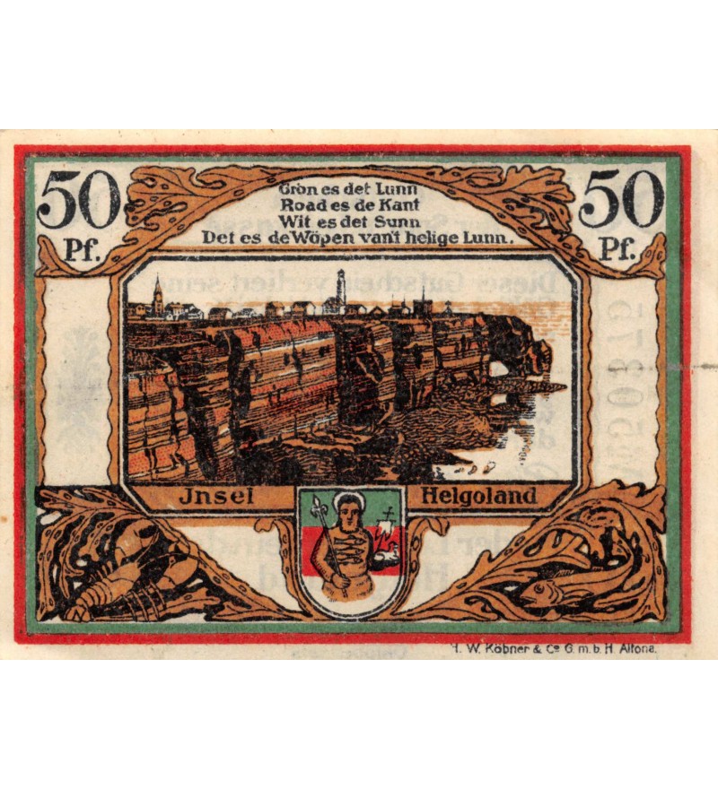 ALLEMAGNE, HELGOLAND - 50 PFENNIG 1919