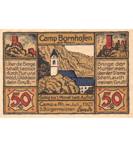 ALLEMAGNE, KAMP BORNHOFEN - 50 PFENNIG 1921